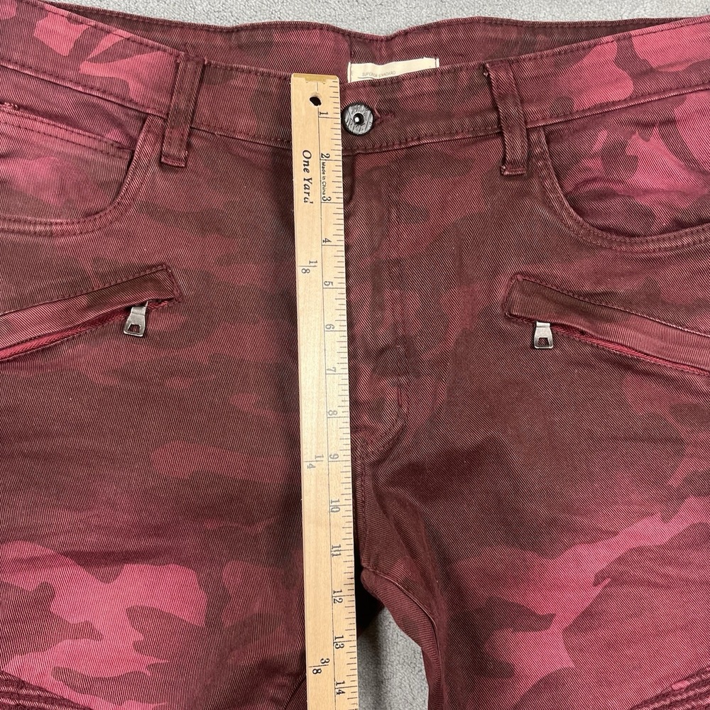 Smoke Rise Jeans Men 40x32 Red Burgundy Camo Straight Leg Slim Denim Moto Grunge - Picture 9 of 11